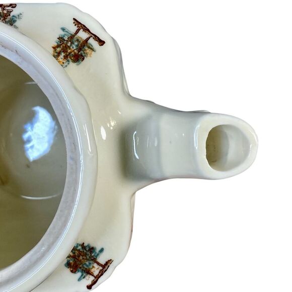 Porcelier Vitreous China Vintage Tea Pot Rustic Design Stamped on Bottom No Lid - Picture 5 of 7